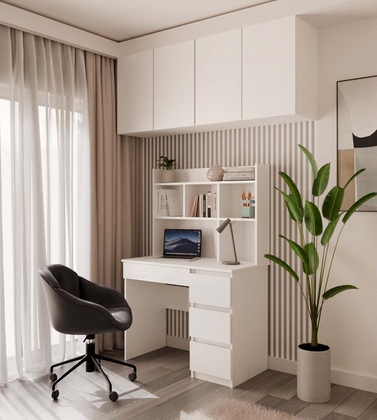 TP Living Písací stôl s nadstavcom MIJAS ľavý matne biely