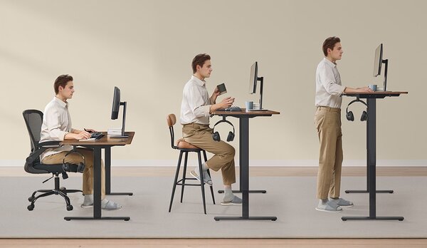 SONGMICS Nastaviteľný elektrický rám pracovného stola Vasagle Prom 90/140 cm čierny