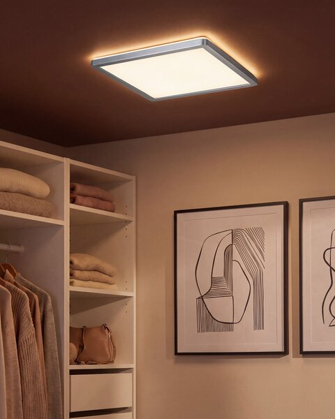 Stropné LED svietidlo strieborné syntetický materiál 42 cm štvorcový tvar LED panelové svetlo zapustené ploché s diaľkovým ovládaním