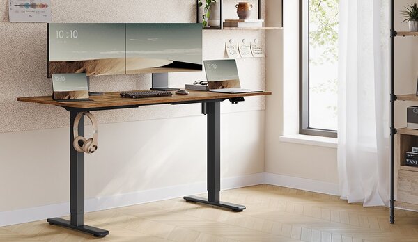SONGMICS Nastaviteľný elektrický rám pracovného stola Vasagle Prom 90/140 cm čierny