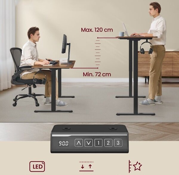 SONGMICS Nastaviteľný elektrický rám pracovného stola Vasagle Prom 90/140 cm čierny