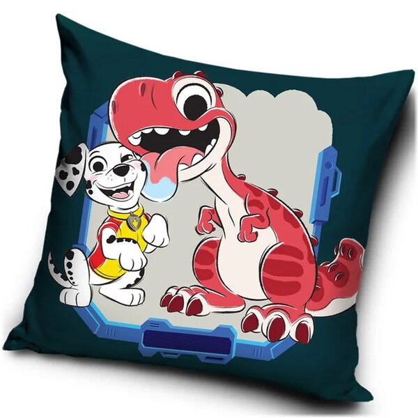 Velúrový vankúš Labková patrola: Dinosaurí film - Paw Patrol: The Dino Movie – motív Kamarát dinosaurus - 40x40 cm