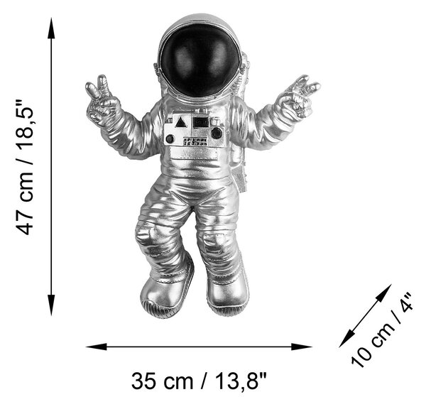 Wallity Nástenná dekorácia Astronaut strieborná/čierna