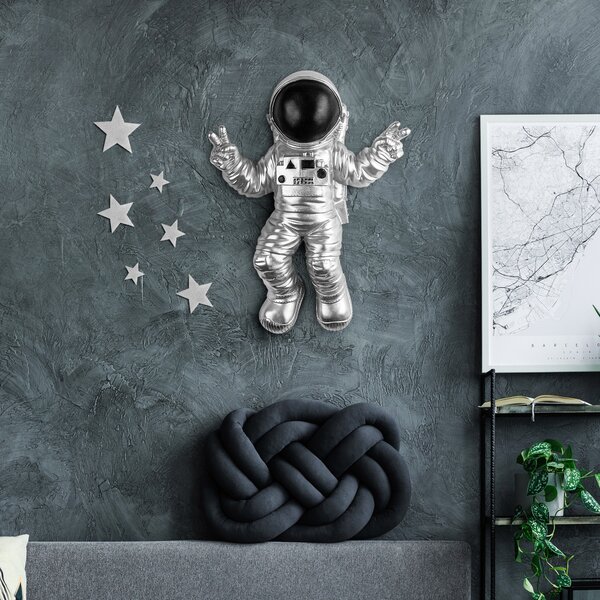 Wallity Nástenná dekorácia Astronaut strieborná/čierna