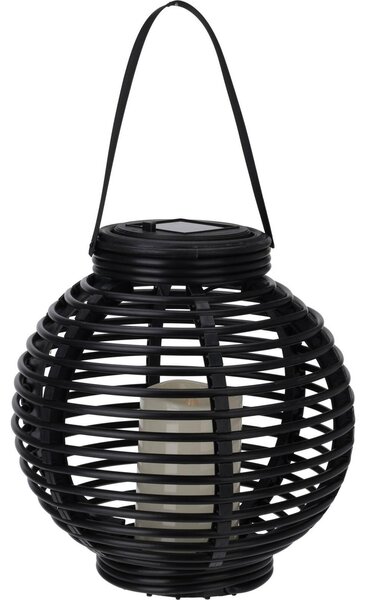 Solárny lampáš, čierna guľa, Ø 21 cm