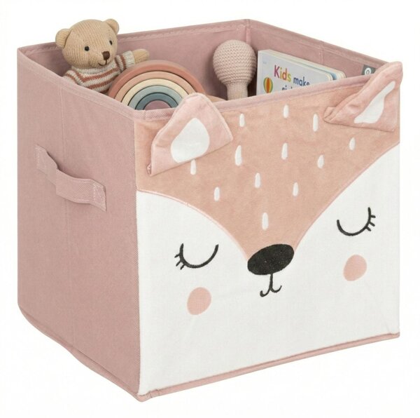 Úložný box Deer, 29x29x29 cm, biela/ružová