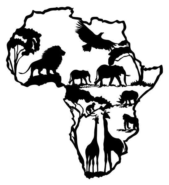Wallity Nástenná kovová dekorácia africká 2 čierna