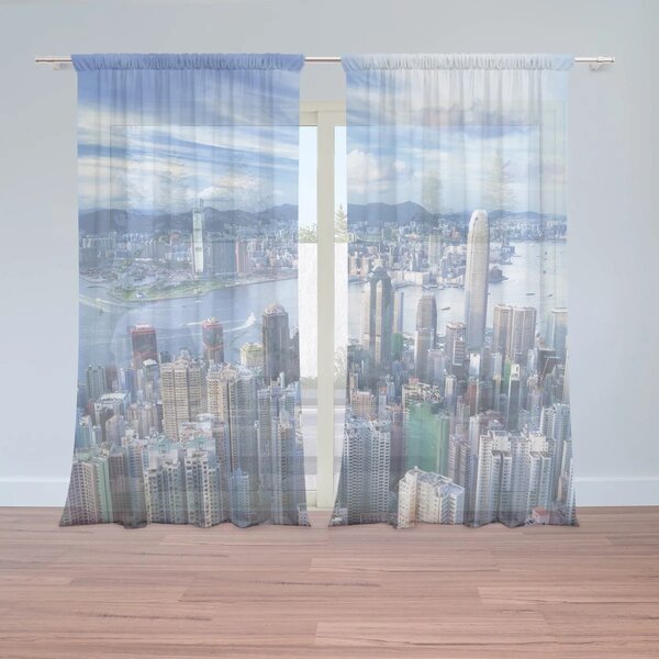 Sablio Záclony Mesto s mrakodrapmi: 2ks 150x250cm