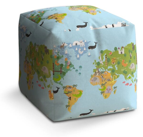 Sablio Taburet Zvieracia mapa sveta - 40x40x40 cm