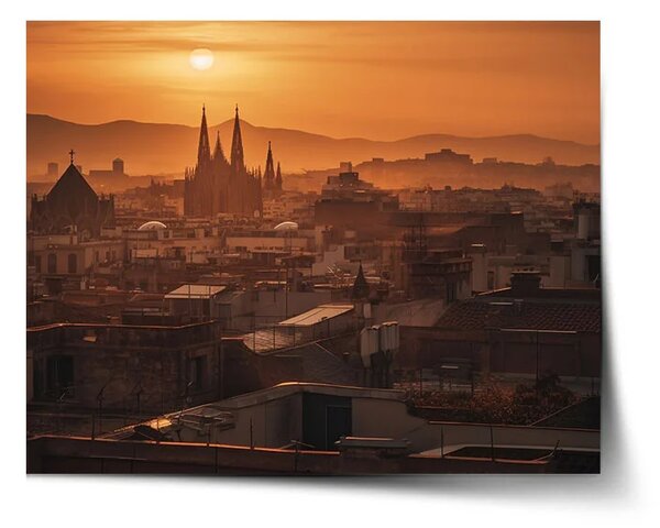 Sablio Plagát Barcelona Night Skyline - 60x40 cm