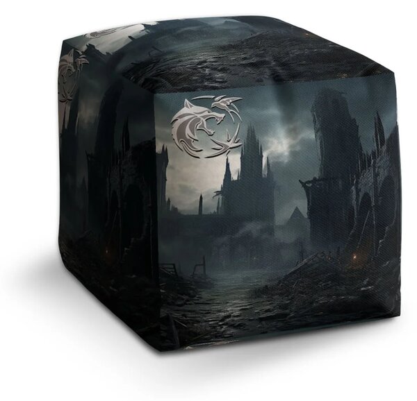 Sablio Taburet Cube Zaklínač Hrad - 40x40x40 cm