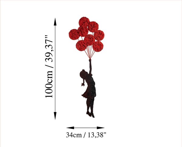 Wallity Nástenná kovová dekorácia Banksy 11-1 čierna/červená
