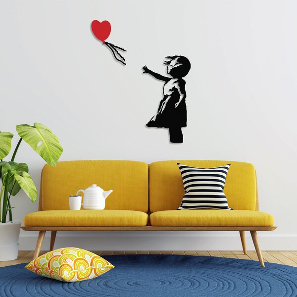 Wallity Nástenná kovová dekorácia Banksy 13 čierna/červená