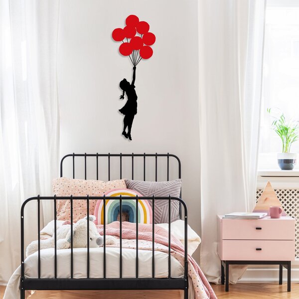 Wallity Nástenná kovová dekorácia Banksy červená/čierna