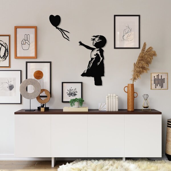 Wallity Nástenná kovová dekorácia Banksy 14 čierna