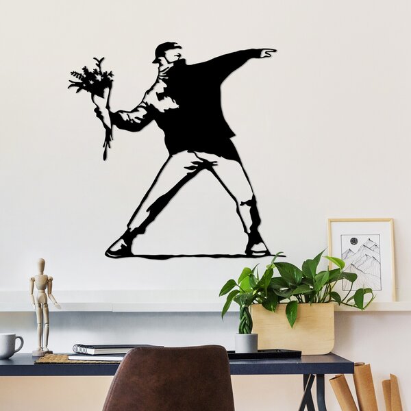 Wallity Nástenná kovová dekorácia Banksy Metal 01 čierna