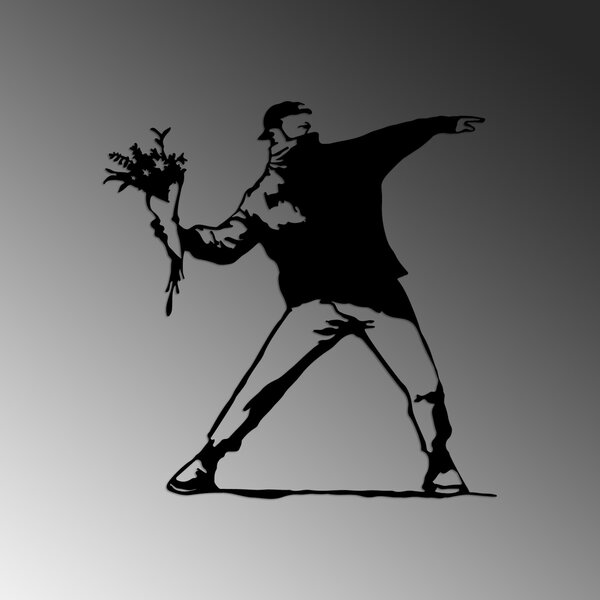 Wallity Nástenná kovová dekorácia Banksy Metal 01 čierna