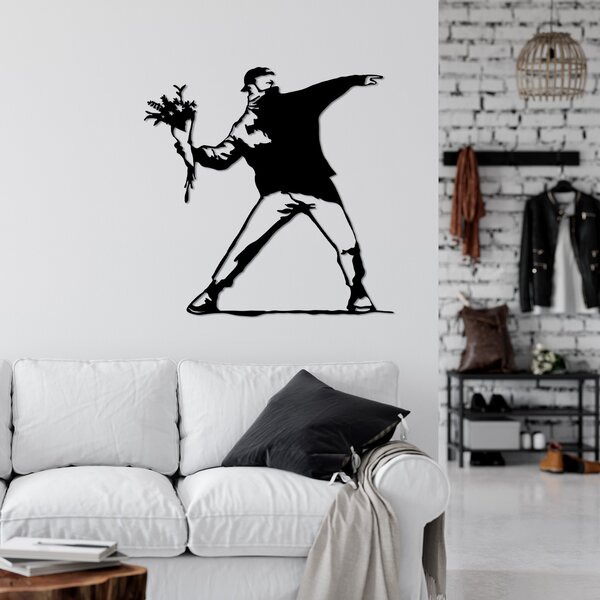 Wallity Nástenná kovová dekorácia Banksy Metal 01 čierna