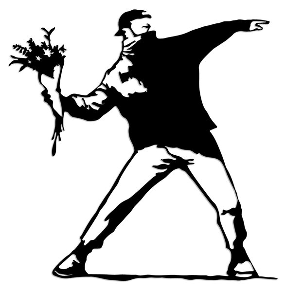 Wallity Nástenná kovová dekorácia Banksy Metal 01 čierna