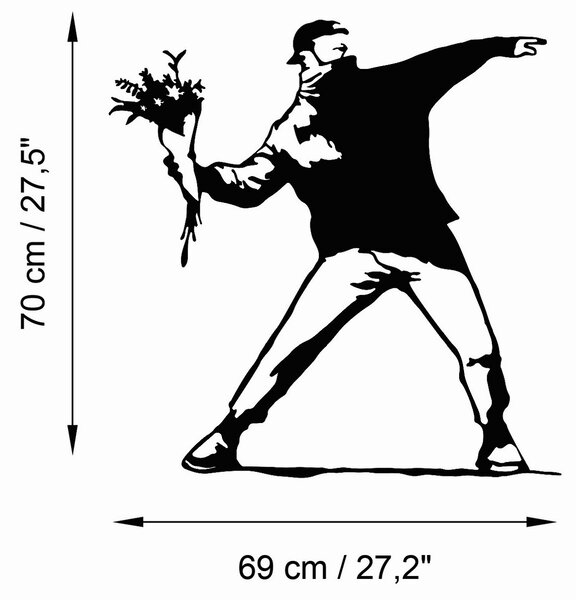 Wallity Nástenná kovová dekorácia Banksy Metal 01 čierna