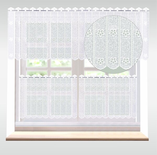 Záclona macramé, Kveta vitrážka metráž, biela 40 cm