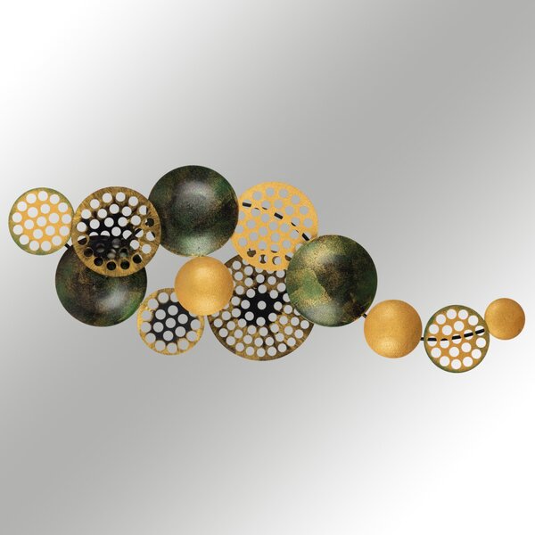 Wallity Nástenná kovová dekorácia BUBBLES 90 cm čierna/zlatá