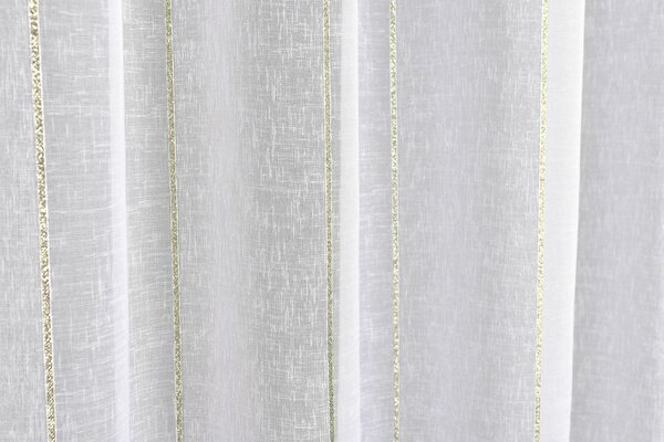Záclona markizeta, Pruhy lurex zlatý, biela 150 cm