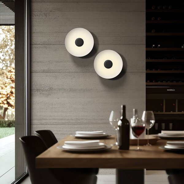Stropné LED svetlo Basin_P, čierne, kovové, Ø 48 cm, Čierna, Obývacia izba / jedáleň, Hliník, Moderný, Závesné svietidlo