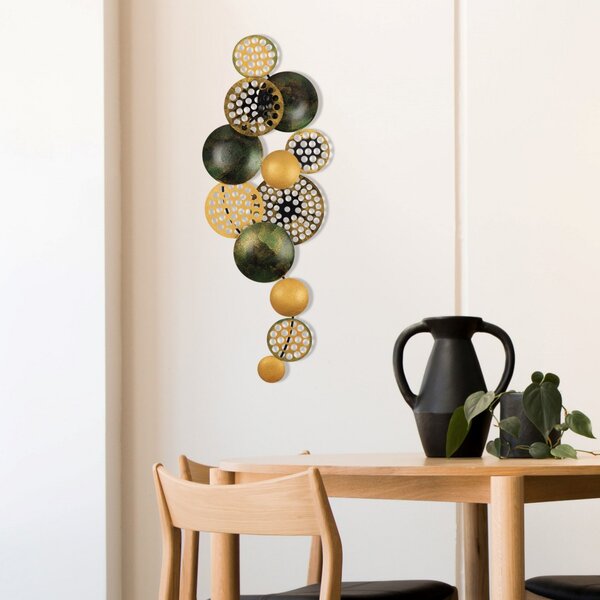 Wallity Nástenná kovová dekorácia BUBBLES 90 cm čierna/zlatá