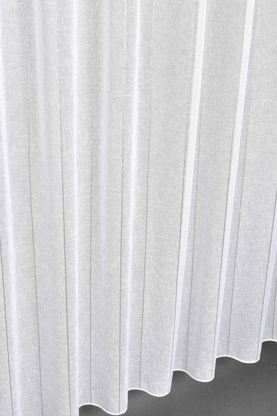 Záclona markíza, pruhy lurex strieborný, biela 150 cm