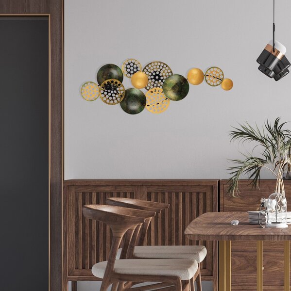 Wallity Nástenná kovová dekorácia BUBBLES 90 cm čierna/zlatá