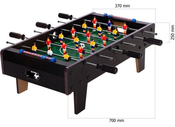 Mini stolný futbal s nožičkami 70 x 37 x 25 cm - čierny