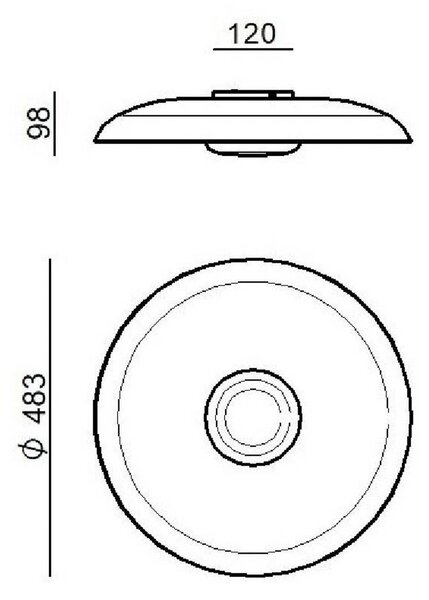 Stropné LED svetlo Basin_P, čierne, kovové, Ø 48 cm, Čierna, Obývacia izba / jedáleň, Hliník, Moderný, Závesné svietidlo