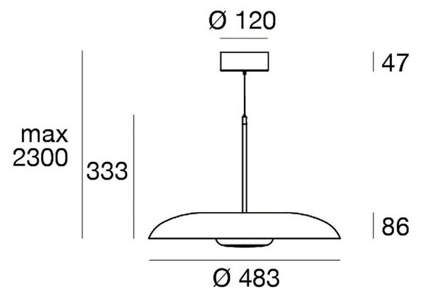 LED závesné svietidlo Basin_P, biela, kov, Ø 49 cm, IP40, Biela / opálová, Obývacia izba / jedáleň, Hliník, Moderný, Závesné svietidlo