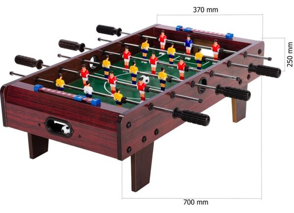 Mini stolný futbal s nožičkami 70 x 37 x 25 cm - tmavý