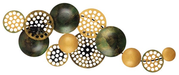 Wallity Nástenná kovová dekorácia BUBBLES 90 cm čierna/zlatá