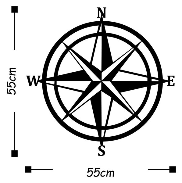Wallity Nástenná kovová dekorácia COMPASS čierna