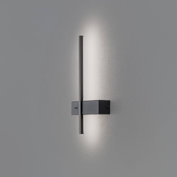 LED nástenné svetlo Vision, výška 30 cm, kov, čierna, 3 000 K, Čierna, Obývacia izba / jedáleň, kov, Moderný, Nástenné svietidlo