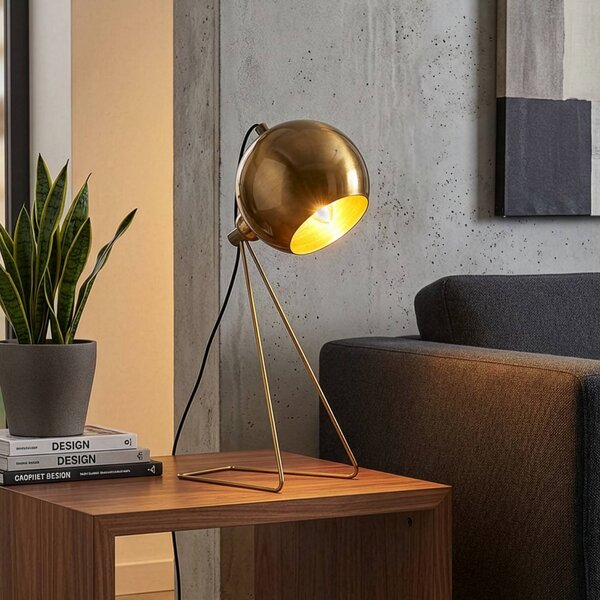 Stolová lampa Mixed, mosadz, kov, výška 45 cm, E14, Mosadz / zlato, Obývacia izba / jedáleň, kov, Stojacie svietidlo
