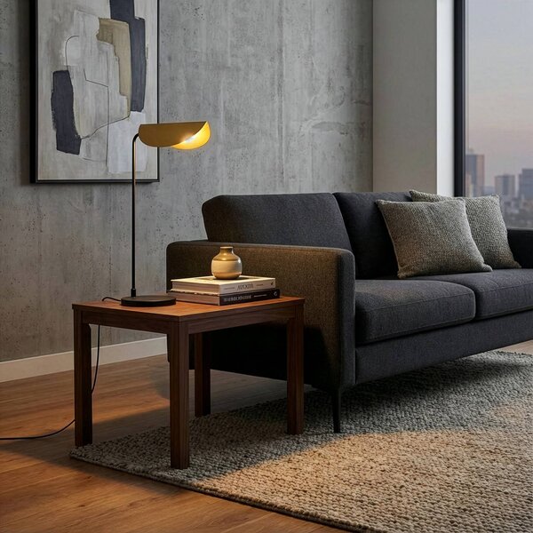 Stolová lampa Corner, čierna/zlatá, výška 57 cm, E14, Čierna, Obývacia izba / jedáleň, kov, Moderný