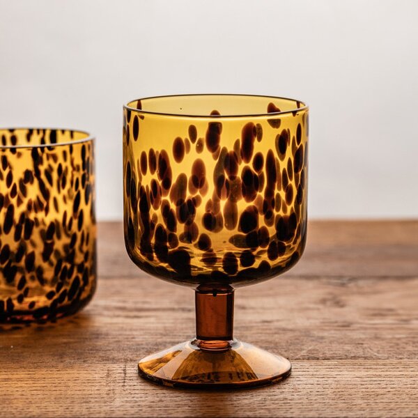 Pohár na stopke VETRA leopardí vzor 006899 280 ml