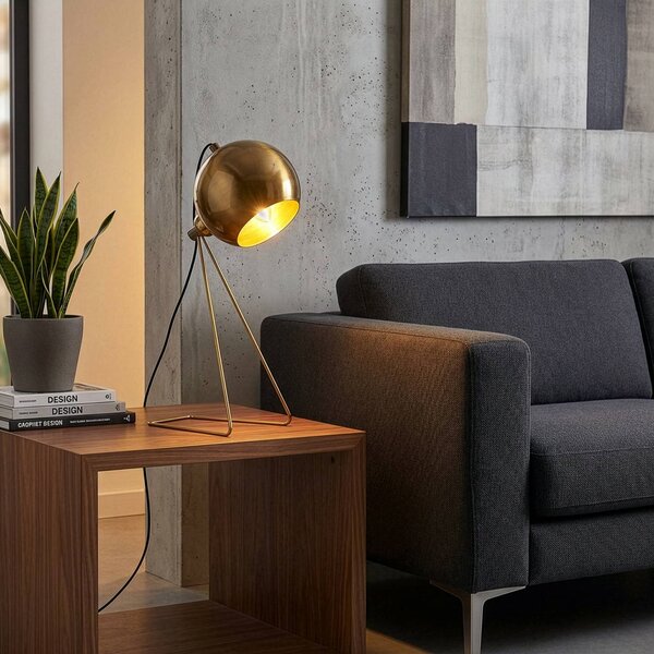Stolová lampa Mixed, mosadz, kov, výška 45 cm, E14, Mosadz / zlato, Obývacia izba / jedáleň, kov, Stojacie svietidlo