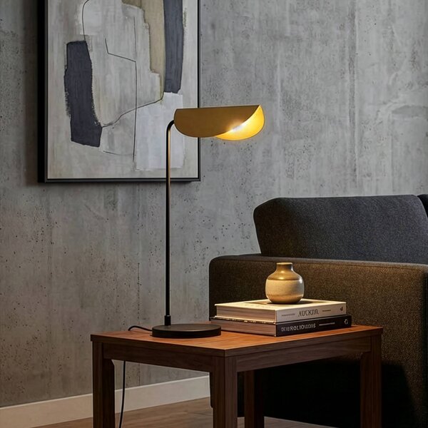 Stolová lampa Corner, čierna/zlatá, výška 57 cm, E14, Čierna, Obývacia izba / jedáleň, kov, Moderný