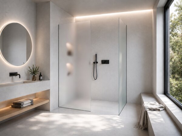 CERANO - Sprchová zástena Walk-in Crystal TL/P - 8 mm - bezvzperový systém - čierna matná, mliečne sklo - 60x60x200 cm