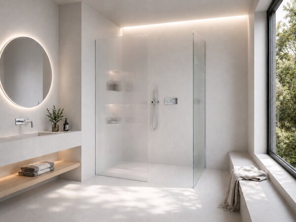 CERANO - Sprchová zástena Walk-in Crystal TL/P - 8 mm - bezvzperový systém - chróm, ryhované sklo - 50x50x200 cm