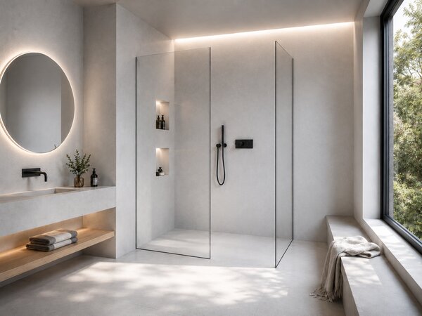 CERANO - Sprchová zástena Walk-in Crystal TL/P - 8 mm - bezvzperový systém - čierna matná, transparentné sklo - 70x50x200 cm