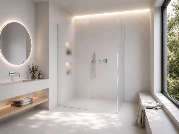 CERANO - Sprchová zástena Walk-in Crystal TL/P - 8 mm - bezvzperový systém - chróm, mliečne sklo - 50x50x200 cm