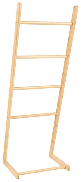 Drevený stojan na uteráky svetlohnedý bambusové drevo rebríkový vešiak do kúpeľne