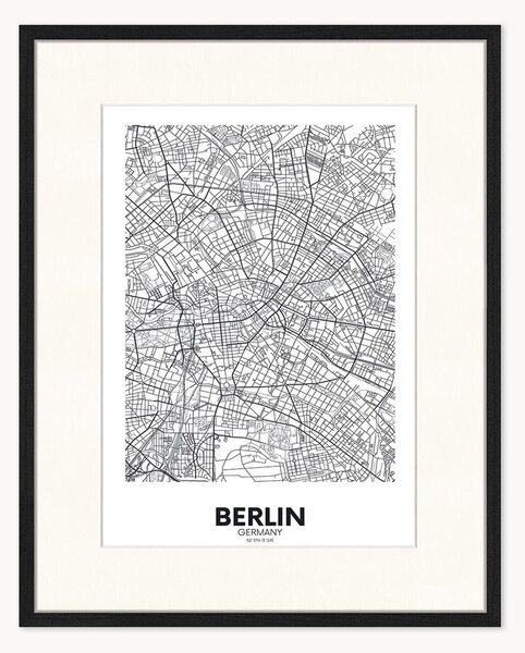Nástenná dekorácia v ráme Map of Berlin