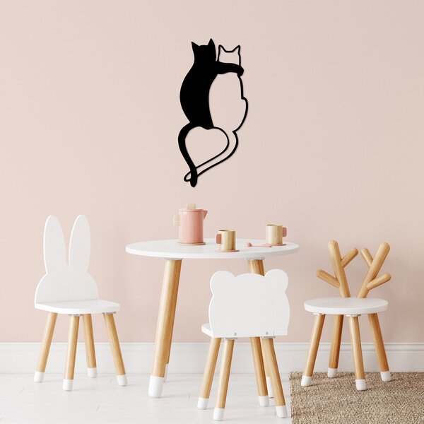 Wallity Nástenná kovová dekorácia Love Cats 478 čierna
